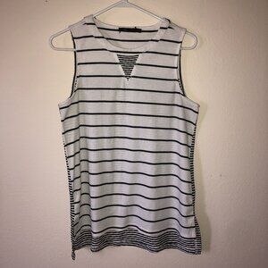🌞 4/$20 Deal! Doe & Rae Tank Top White and Black Stripe Size Medium Shirt